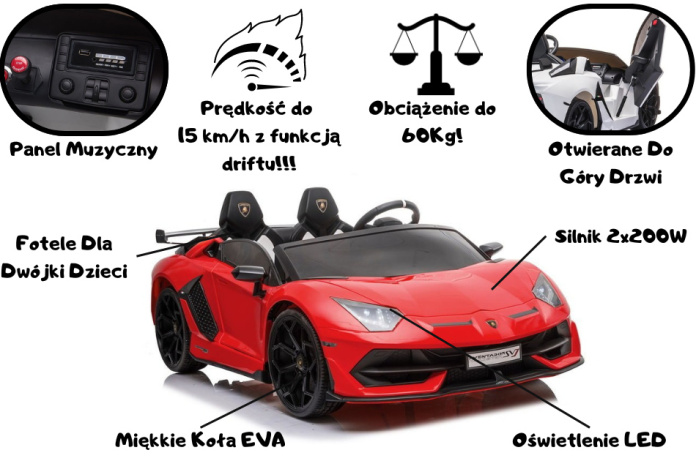 Lamborghini Aventador SVJ Roadster - Auto na Akumulator dla Dzieci